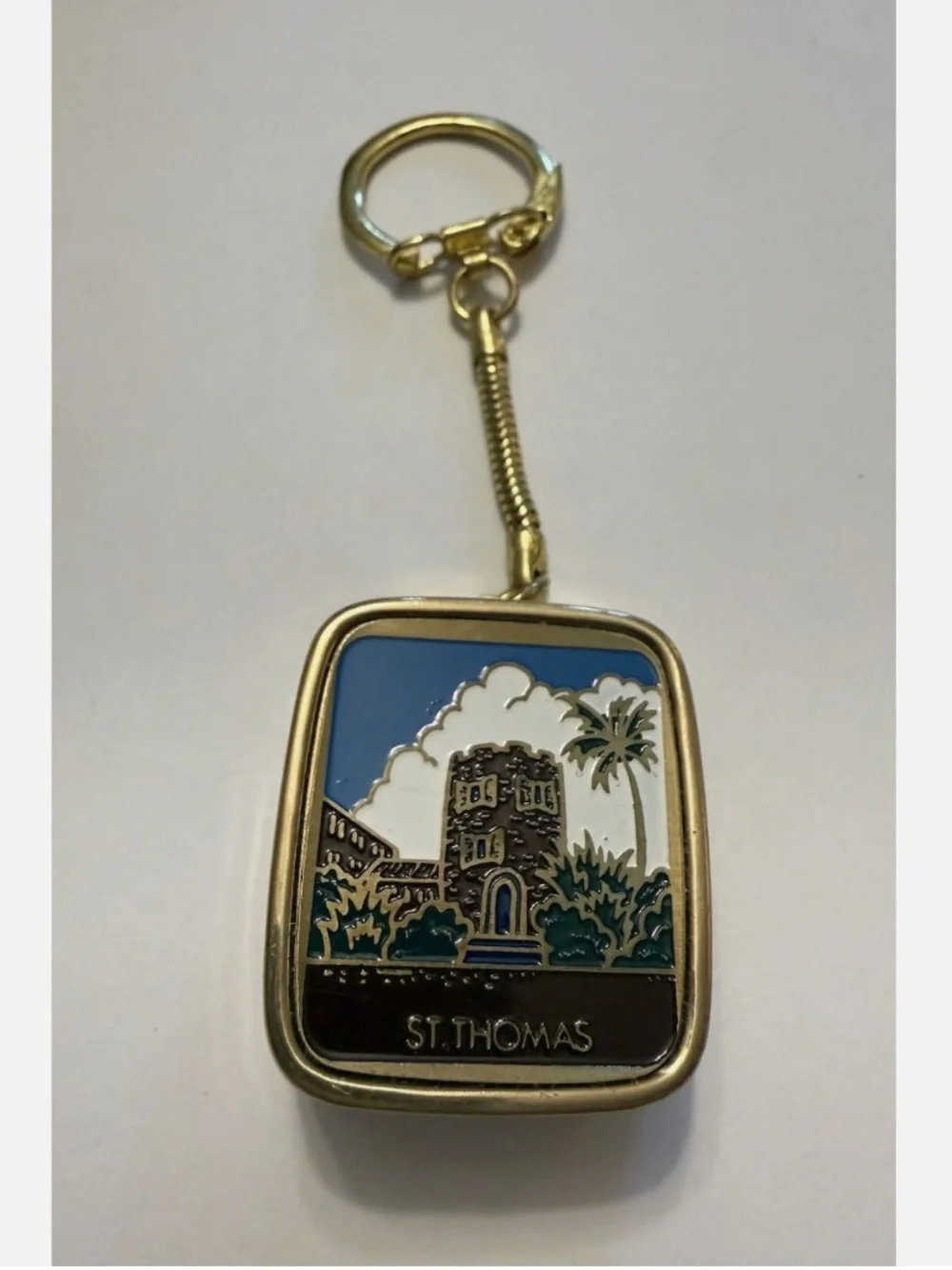 Vintage Sankyo St Thomas Caribbean Wind Up Music Keychain - Working